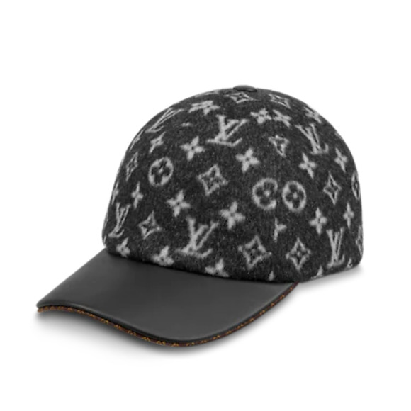 Louis Vuitton Carry On Cap Black Grey Wool Monogram LV Logo Sun Baseball Hat L main image 5